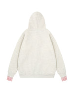 チェック刺繍フード付きスウェットシャツジャケット