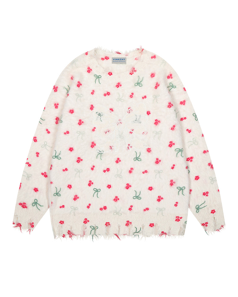 花柄プルオーバーセーター
