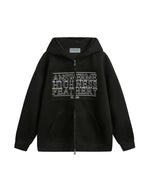 パッチワークフード付きスウェットシャツジャケット