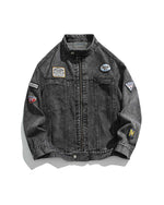 スタンドカラーデニムルーズジャケット