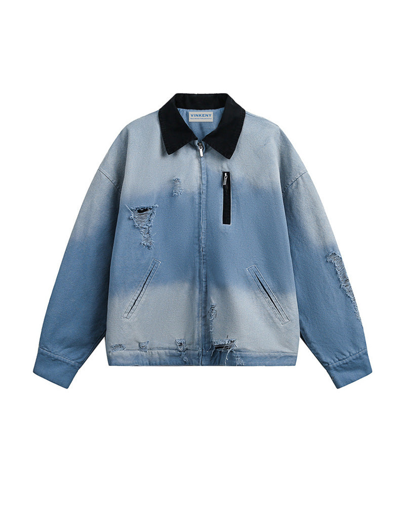 ダメージ加工のウォッシュジャケット