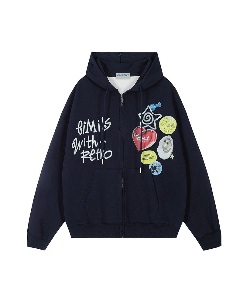 パーソナライズされたプリントスウェットシャツジャケット