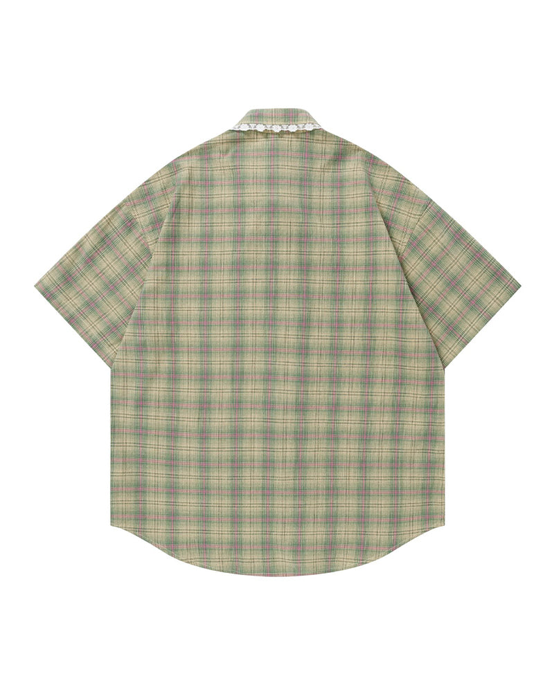 Plaid Floral Short-Sleeve Shirt