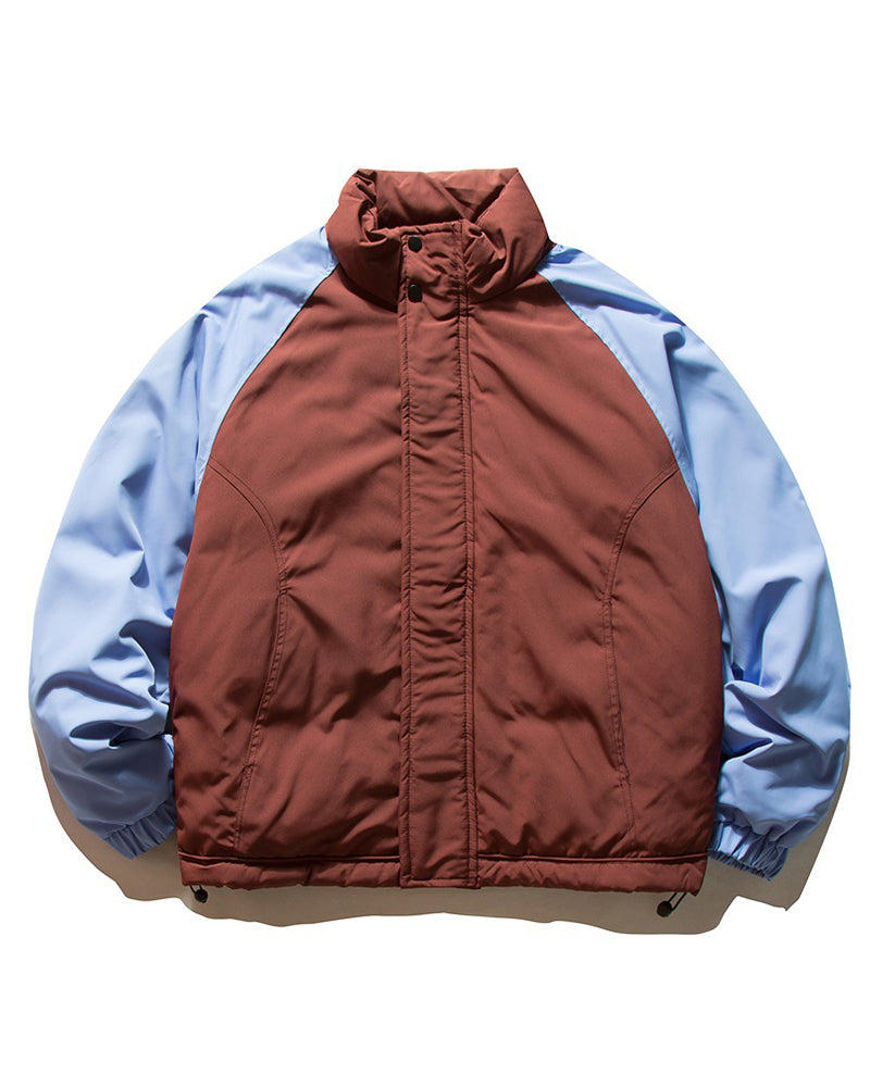 パッチワークコントラストカラーダウンジャケット