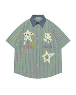 楽しい刺繍の半袖シャツ