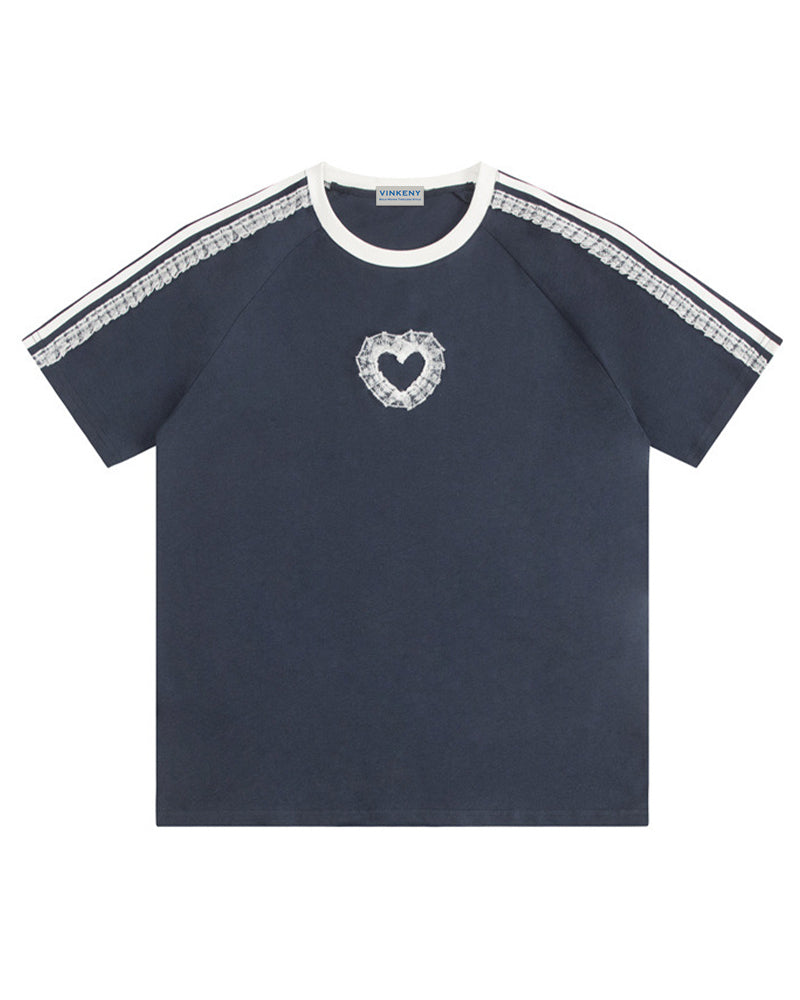 Lace embroidery short sleeves