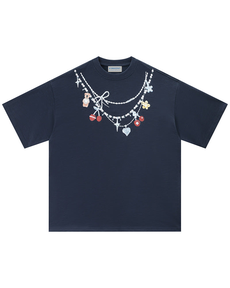 Decorated loose short sleeves