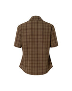 Plaid Short-Sleeve Shirt with Tie Details