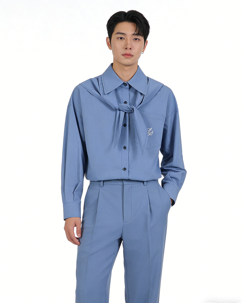 Shawl-Collar Long-Sleeve Shirt