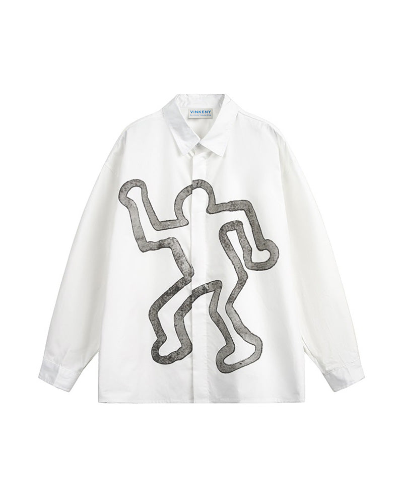 캐주얼 프린트 긴팔 셔츠