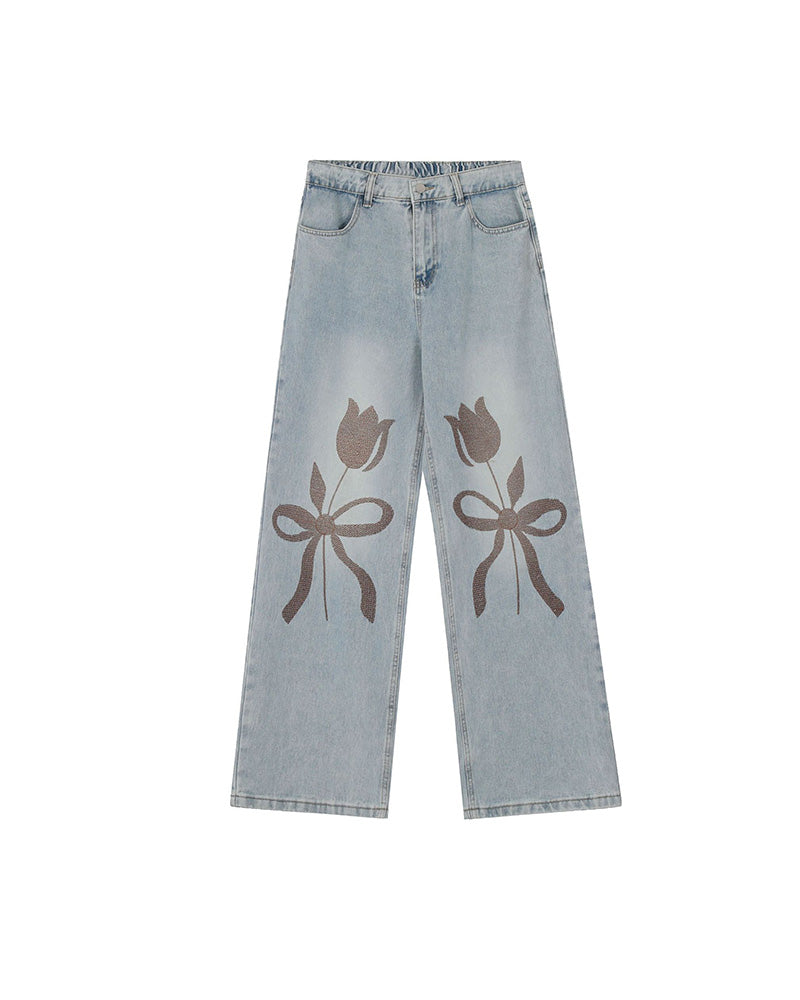 かわいい花柄ジーンズ