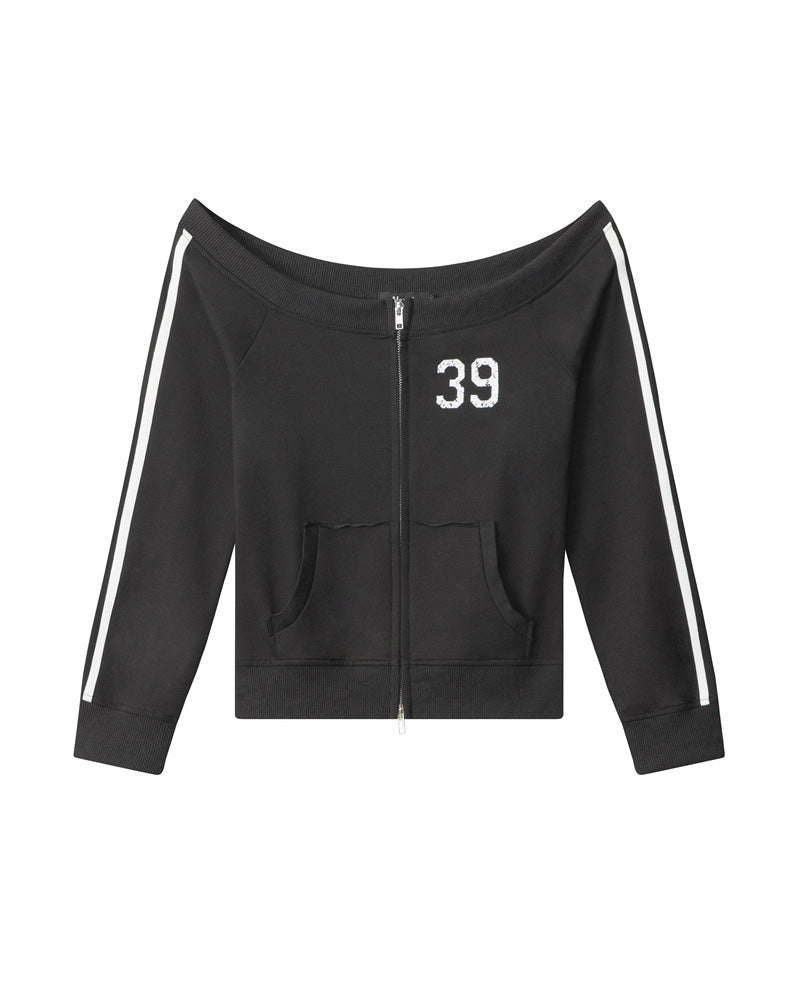 ワンショルダーのセクシーなスウェットシャツ