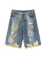 シンプルなデニムショートパンツ