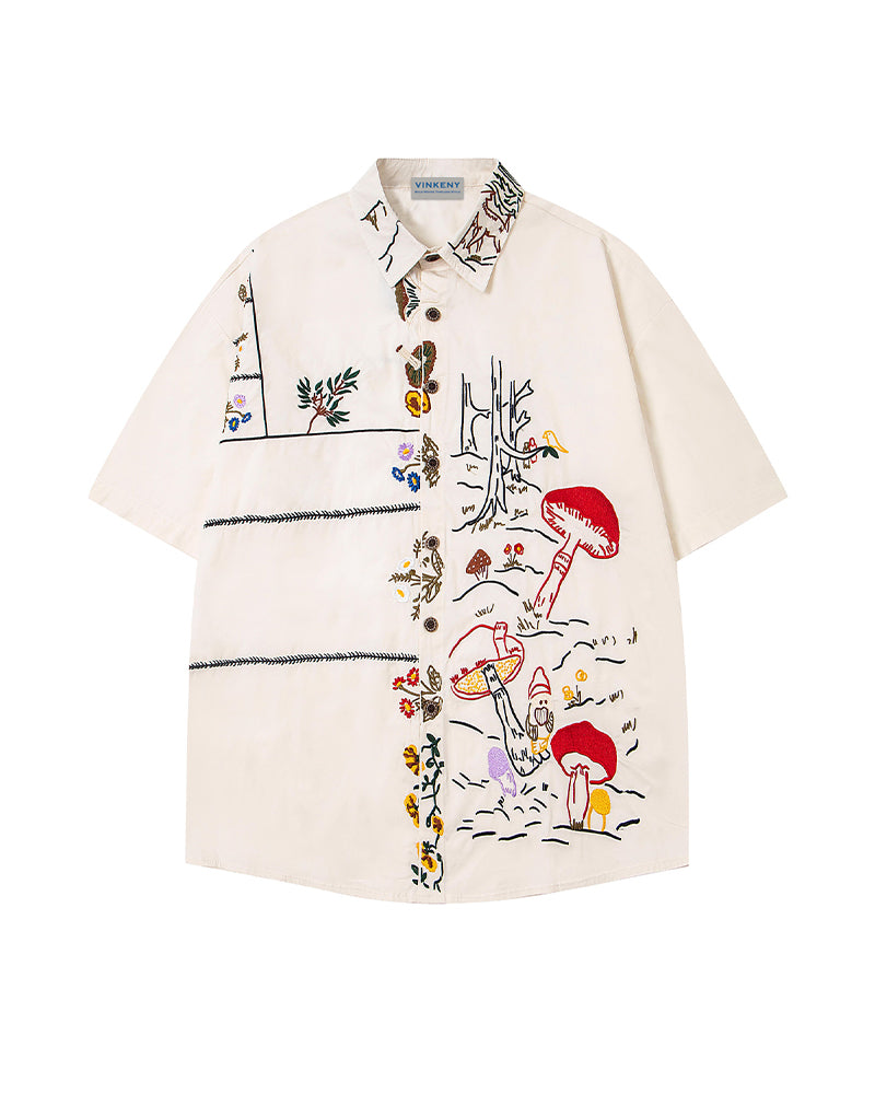 컬러풀 버섯 반팔 셔츠