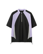 Small high collar contrast color short sleeves