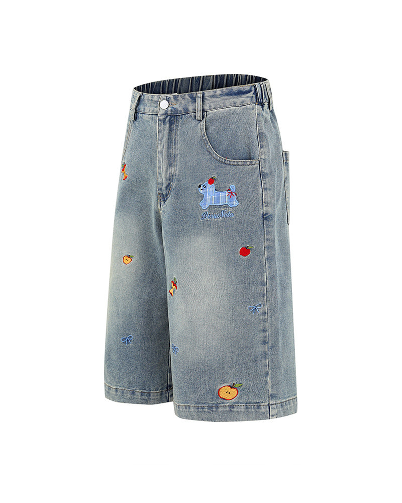 シンプルパピーデニムショーツ