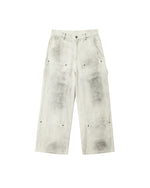 Distressed denim trousers