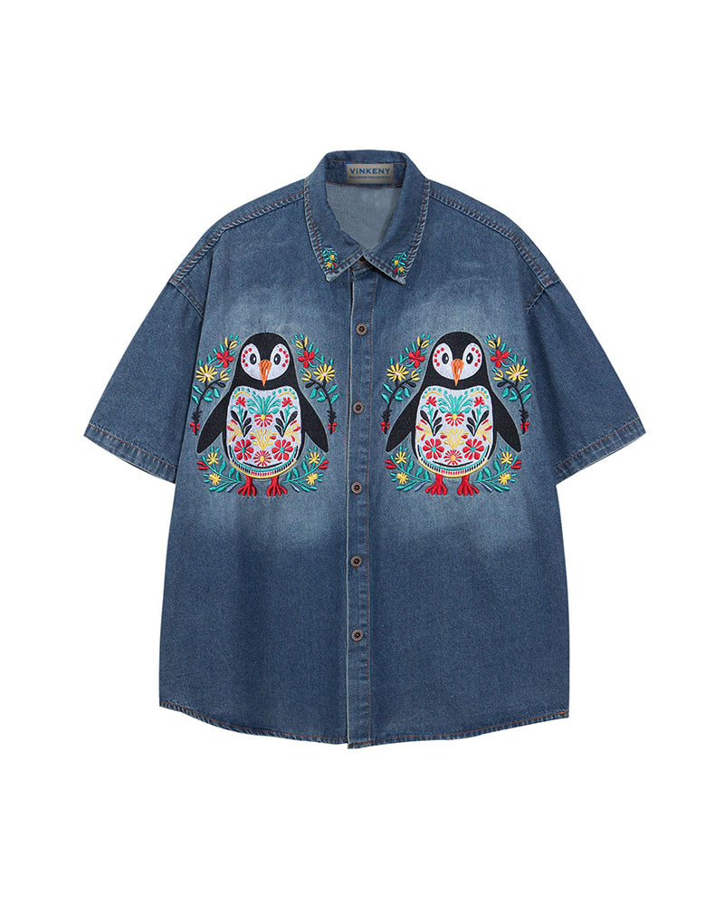 ヴィンテージ刺繍半袖シャツ