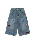 Vintage graphic denim shorts