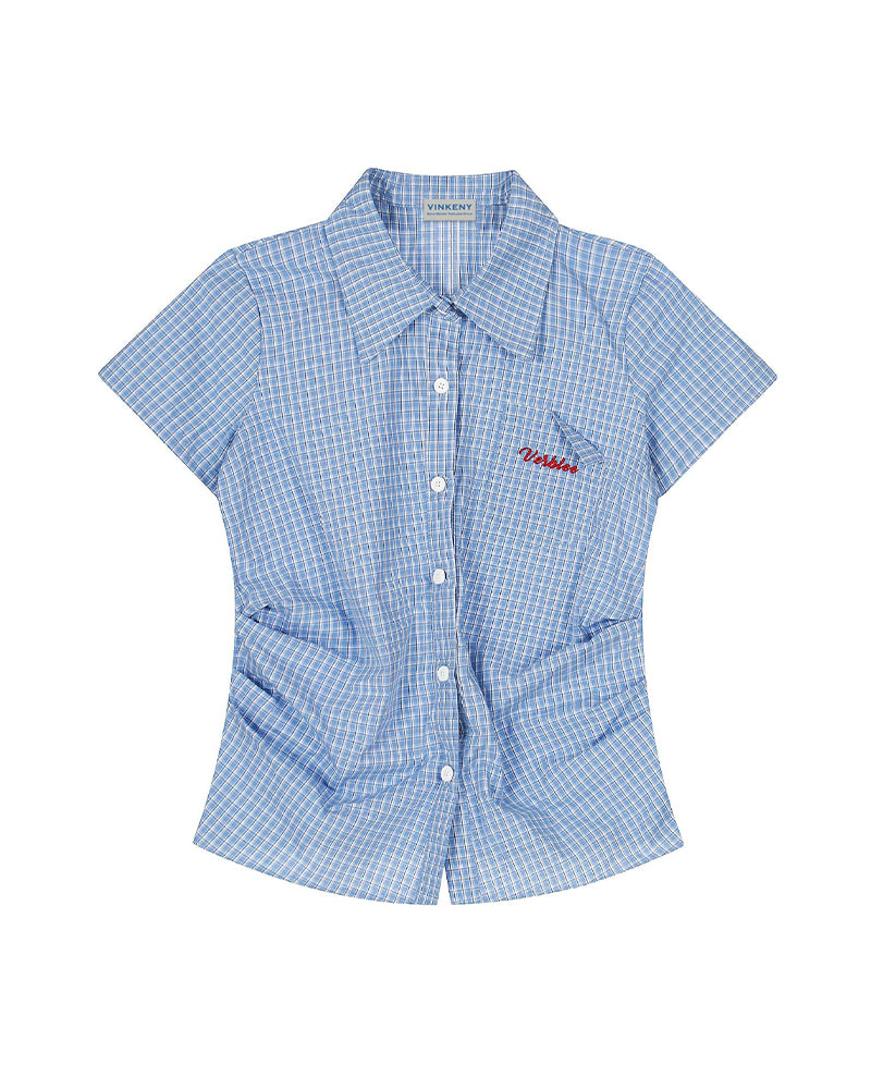 レトロチェック柄半袖シャツ