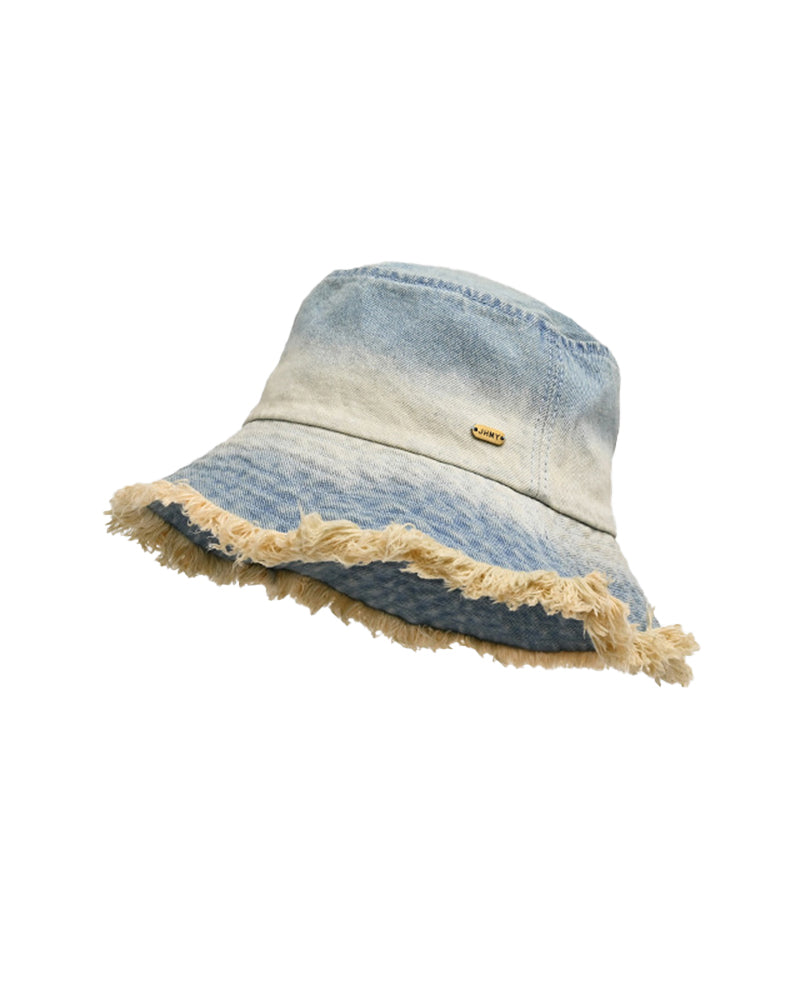 Gradient denim bucket hat