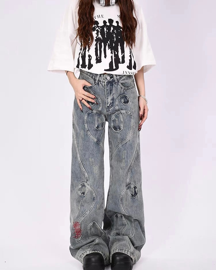Designer slim straight jeans