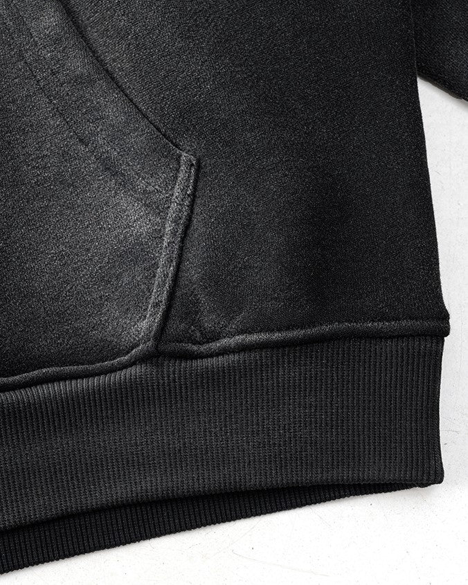 ダメージ加工のフード付きスウェットシャツ