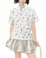 Cute cat and dog short sleeves