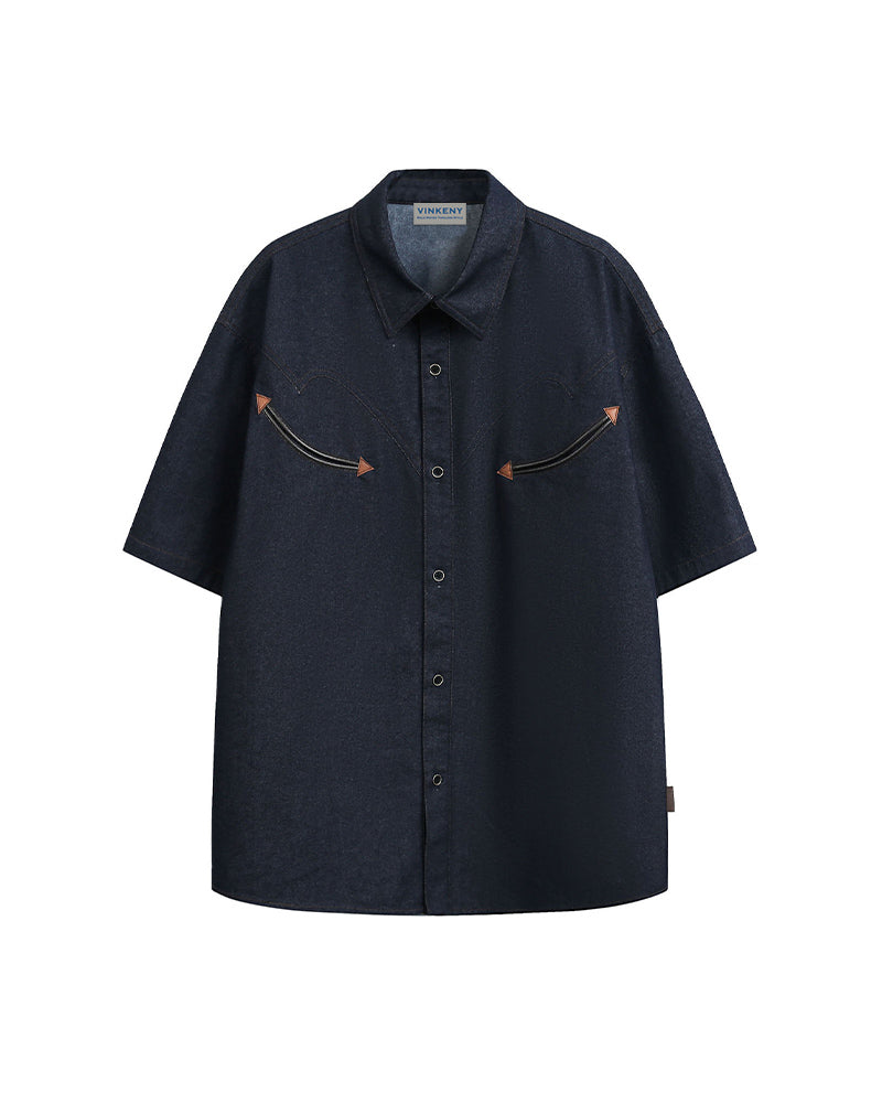 Color-block Patchwork Casual Shirt