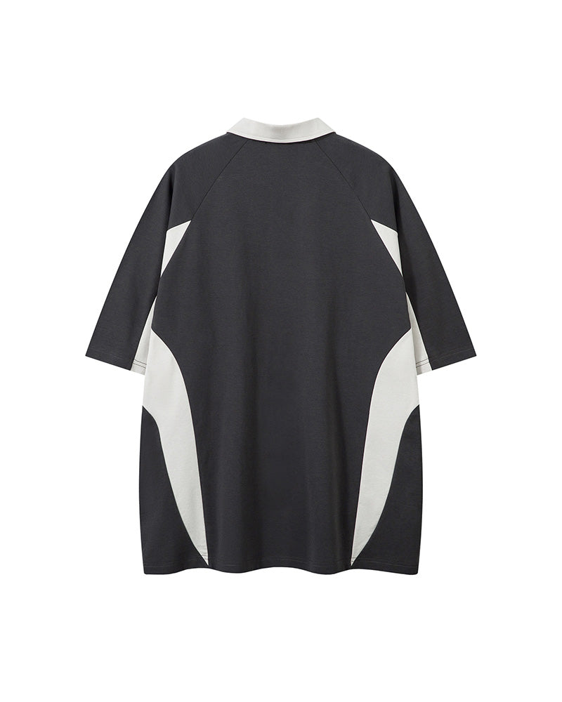 Contrast print lapel short sleeves