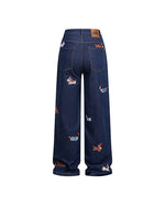 Fun embroidered denim trousers