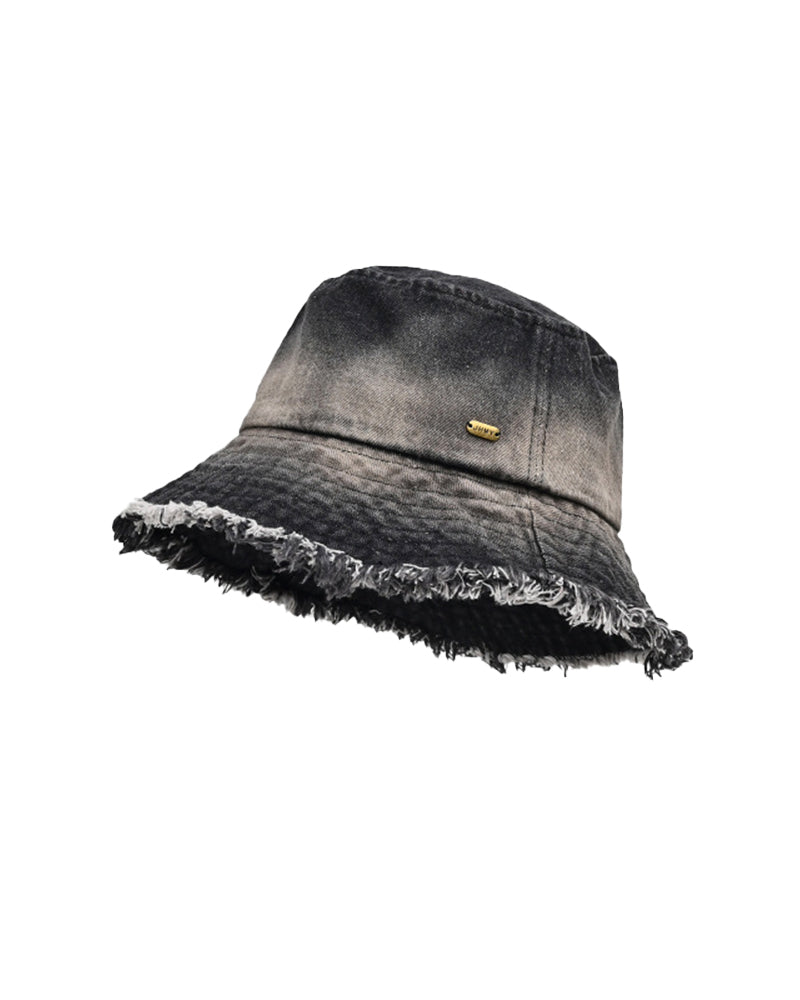 Gradient denim bucket hat