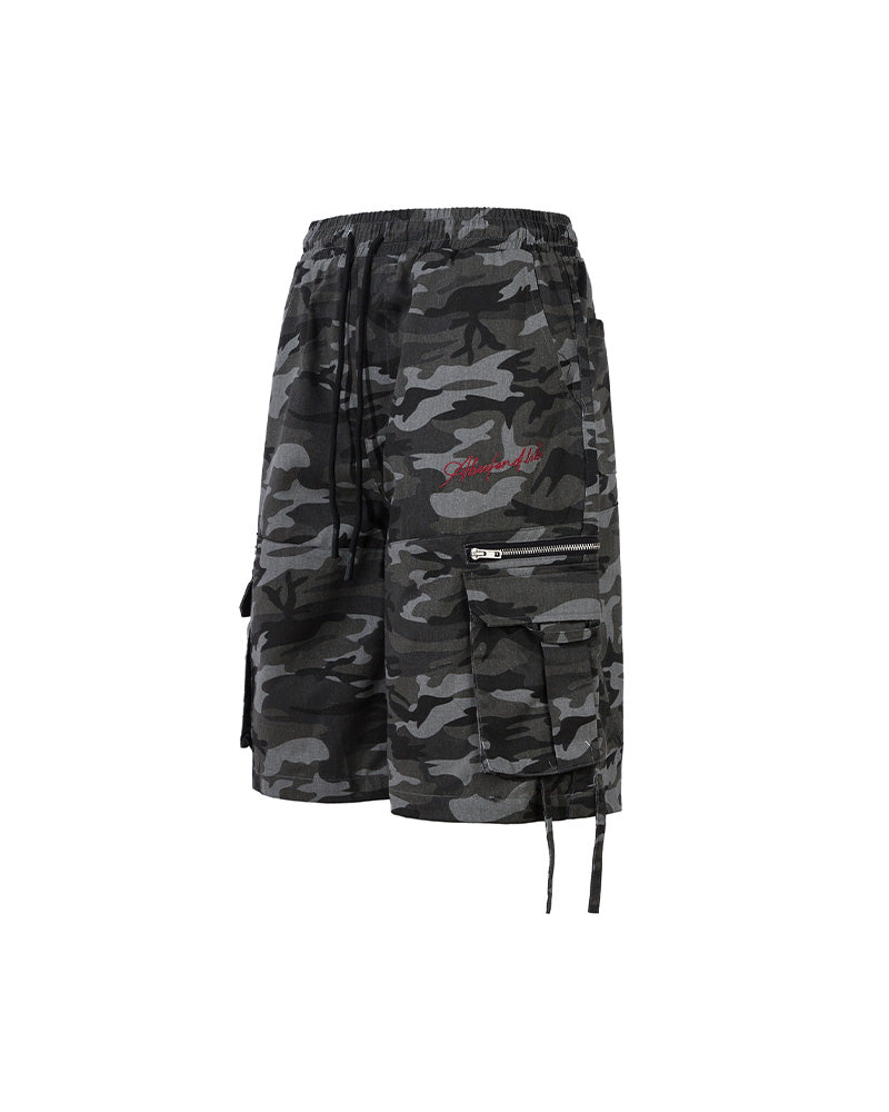 Vintage Multi-Pocket Camouflage Shorts