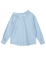 チェック柄のゆったりとした長袖シャツ