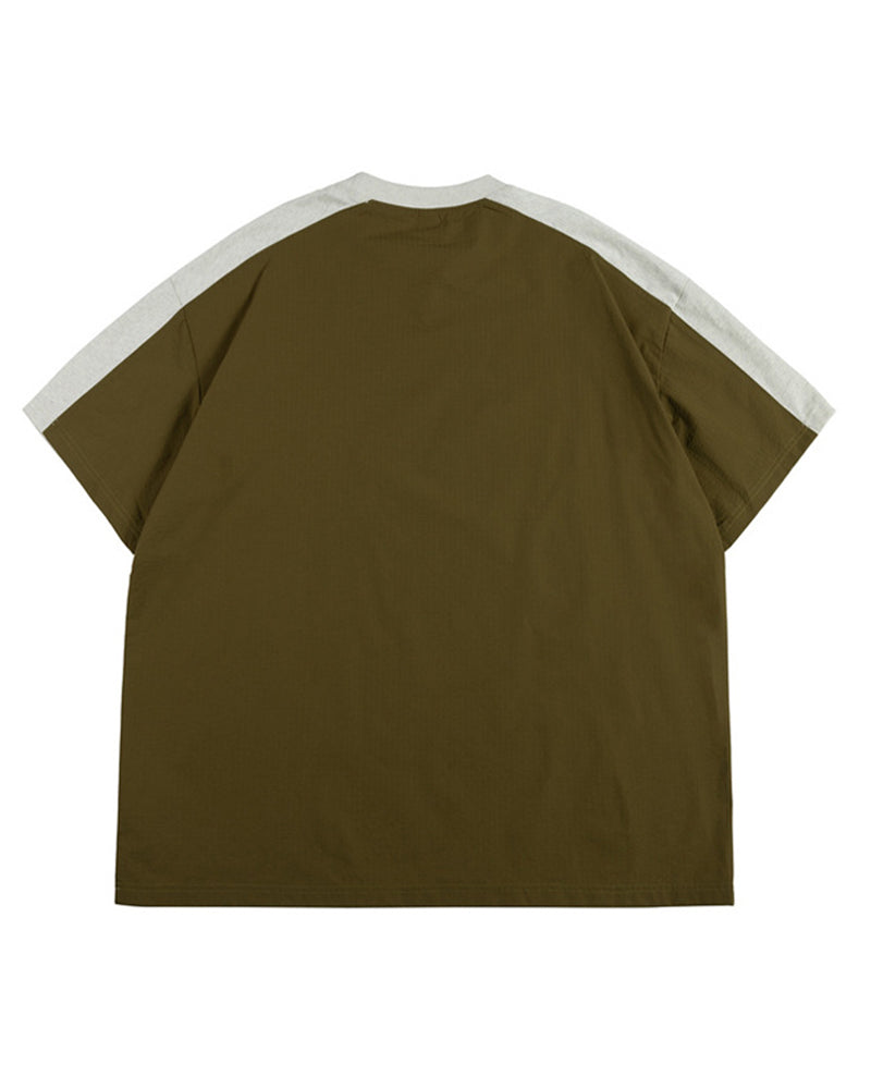 コントラストカラーのステッチワーク半袖