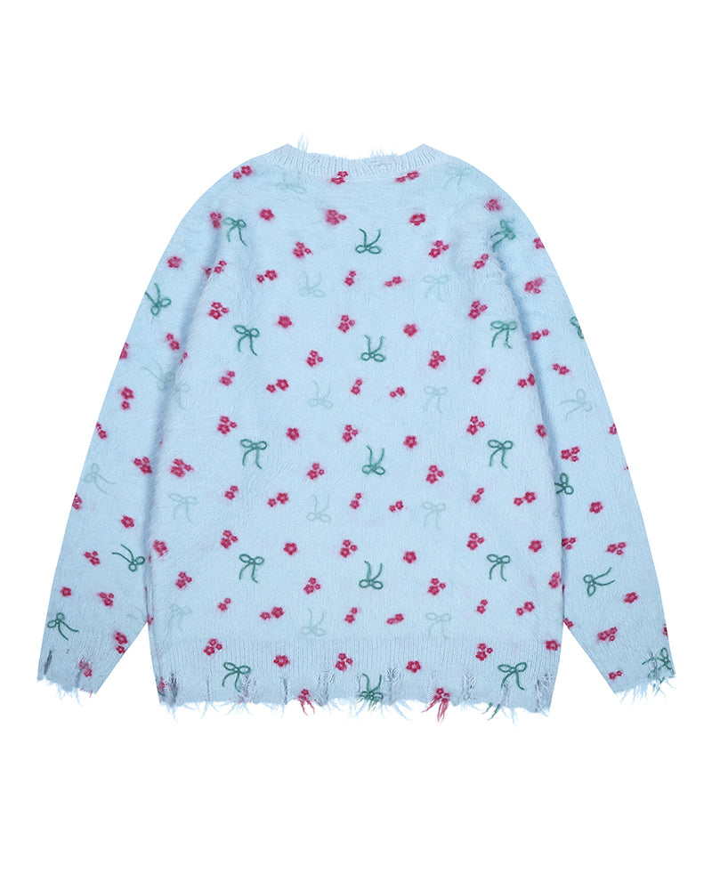 花柄プルオーバーセーター