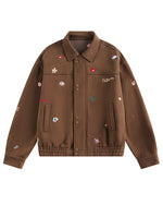 小花刺繍のベースボールジャケット