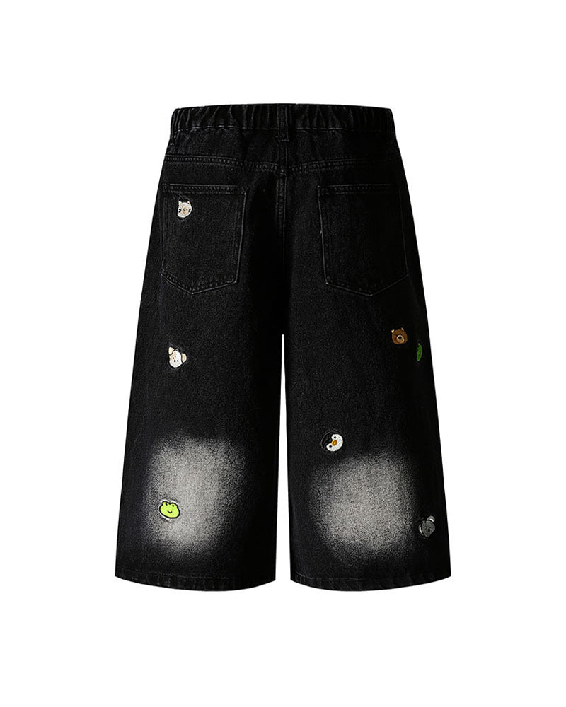 刺繍入りクロップドジーンズ