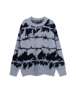 Contrast color crew neck knitted sweater