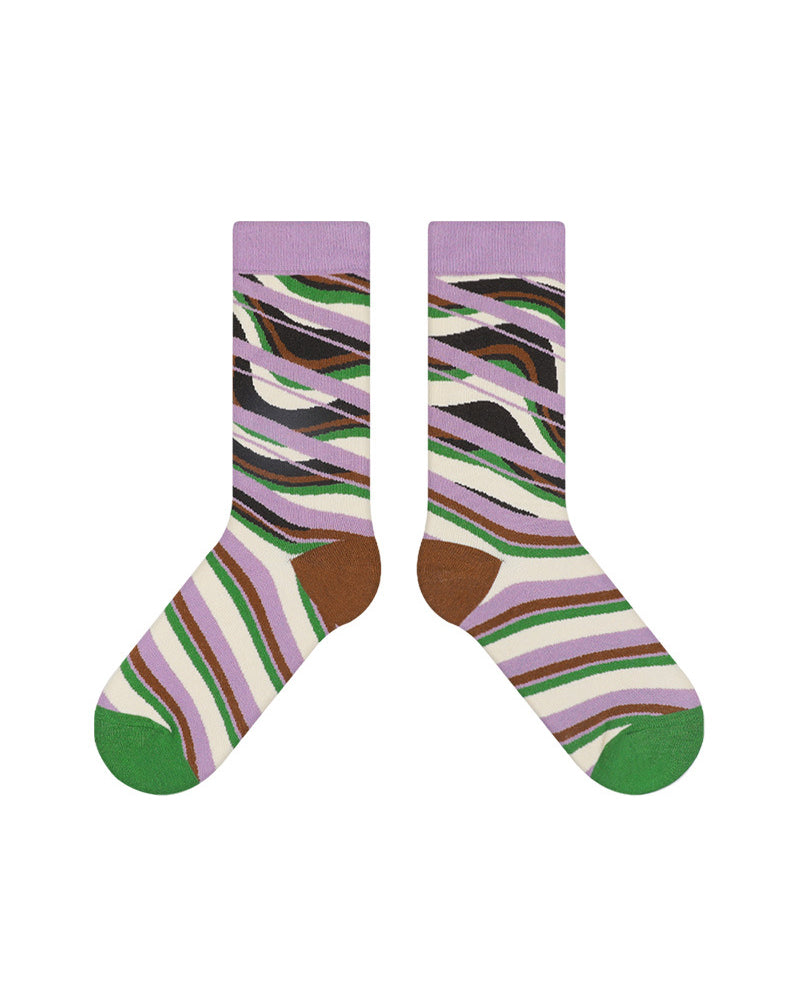 レトロなストライプ柄ソックス