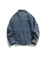 スタンドカラーデニムルーズジャケット