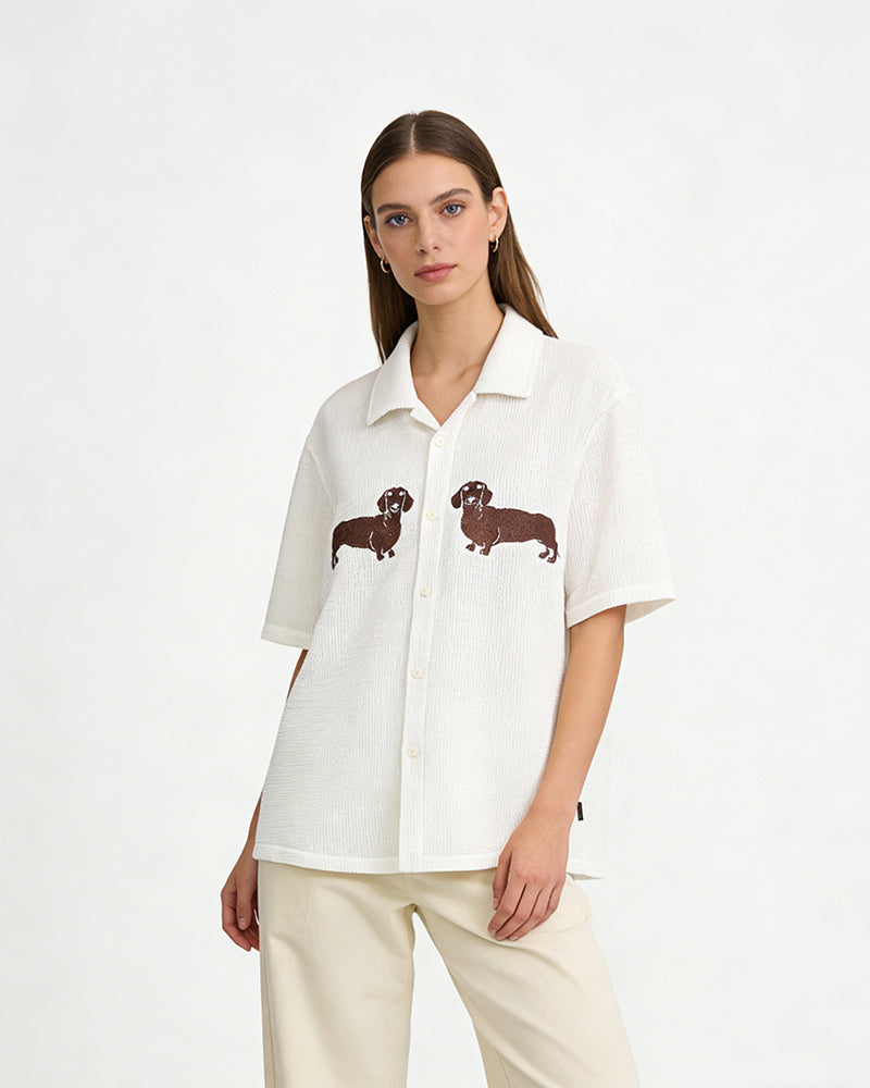 Puppy Open-Knit Shirt