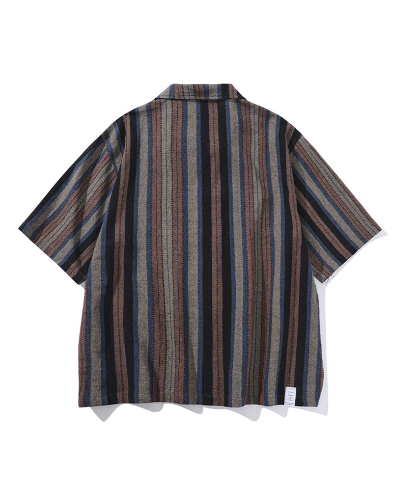 Retro striped short-sleeved shirt