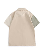 パッチワーク半袖ワークシャツ