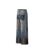 Distressed straight jeans