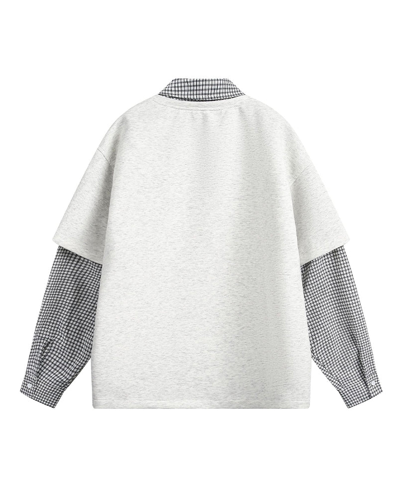 フェイクツーピース スプライス スウェットシャツ