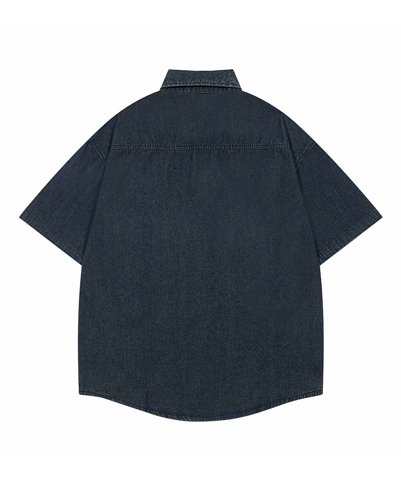 面白い漫画の刺繍シャツ