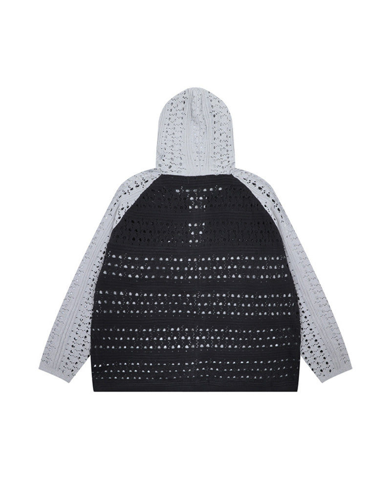 カップルのカラーブロックフード付きセーター