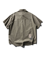 Color-block Plaid Short-sleeve Shirt