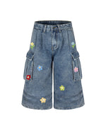 レトロシンプルデニムショートパンツ